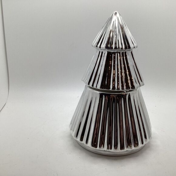 Silver 2 Piece Christmas Tree Candle Whispbering Woods 6 oz candle - Picture 2 of 5